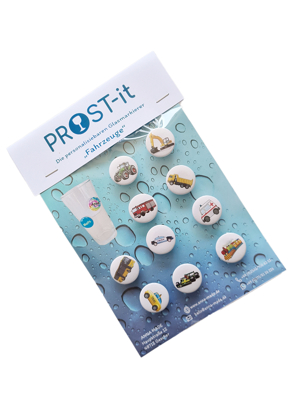 PROST-it Glasmarkierer Set "Fahrzeuge" für Gläser oder Flaschen PROST-it Glasmarkierer Set "Fahrzeuge" für Gläser oder Flaschen