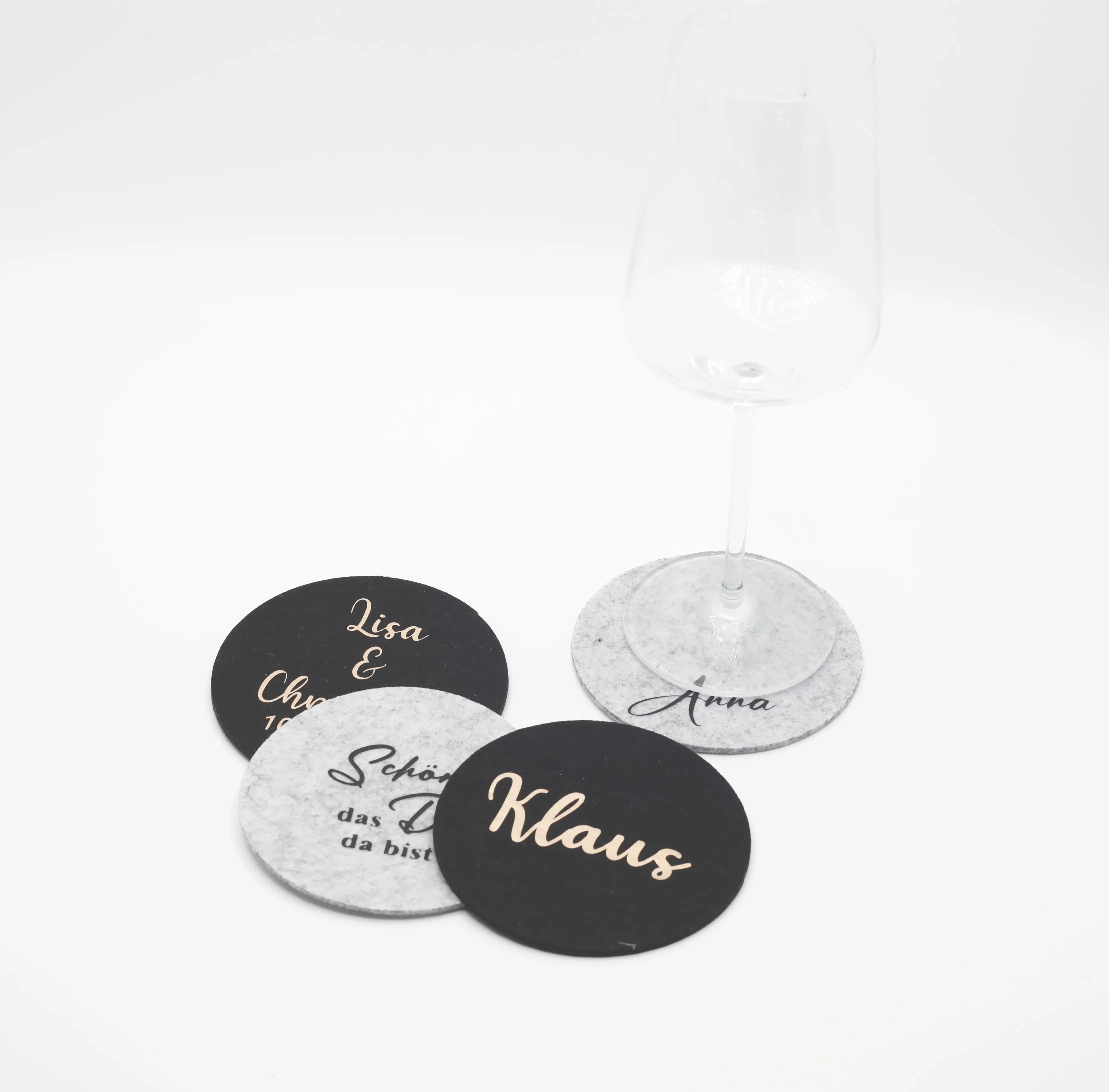 Filzuntersetzer Personalisiert inkl. Druck; 1 Set = 6 Stück Filzuntersetzer Personalisiert inkl. Druck; 1 Set = 6 Stück