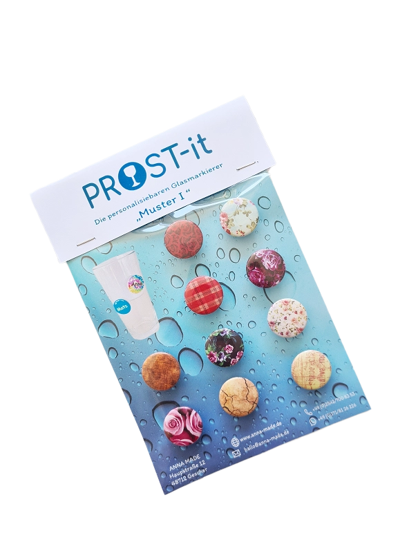 PROST-it Glasmarkierer Set "Muster I" für Gläser oder Flaschen PROST-it Glasmarkierer Set "Muster I" für Gläser oder Flaschen
