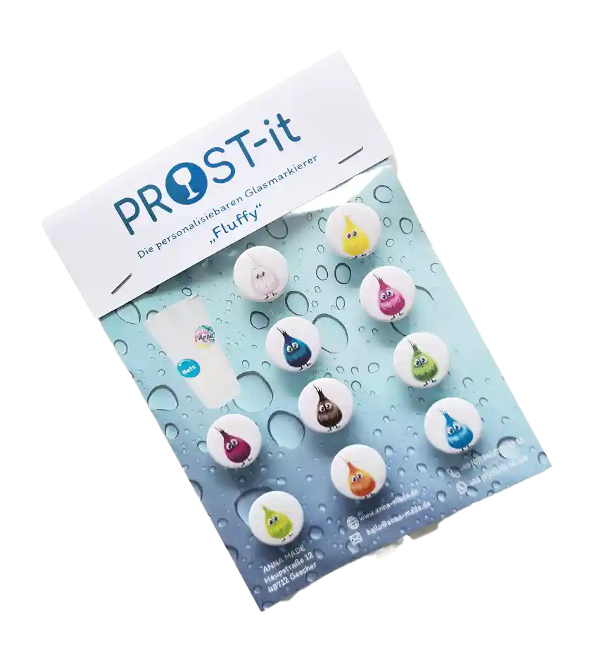 PROST-it Glasmarkierer Set "Fluffy" für Gläser oder Flaschen PROST-it Glasmarkierer Set "Fluffy" für Gläser oder Flaschen