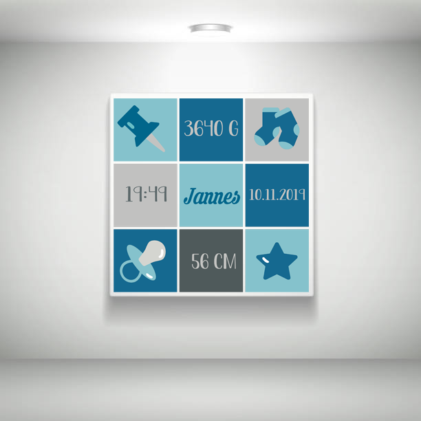 Keilrahmen/Leinwand mit Geburtsbild und Namen Keilrahmen/Leinwand mit Geburtsbild und Namen