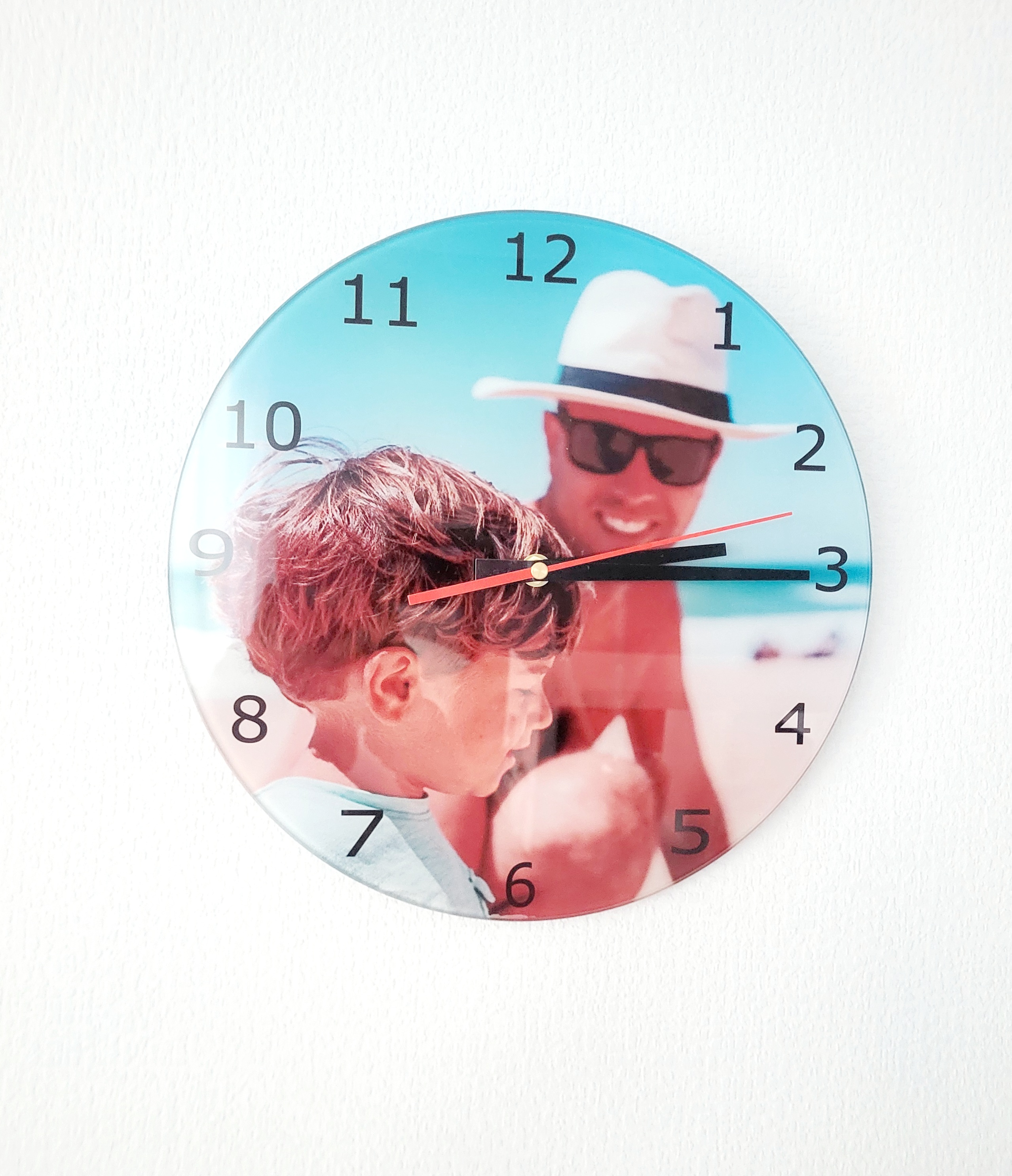 Glas-Wanduhr mit Foto Glas-Wanduhr mit Foto