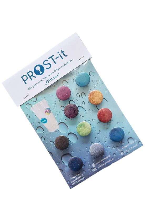 PROST-it Glasmarkierer Set "Glitzer" für Gläser oder Flaschen PROST-it Glasmarkierer Set "Glitzer" für Gläser oder Flaschen
