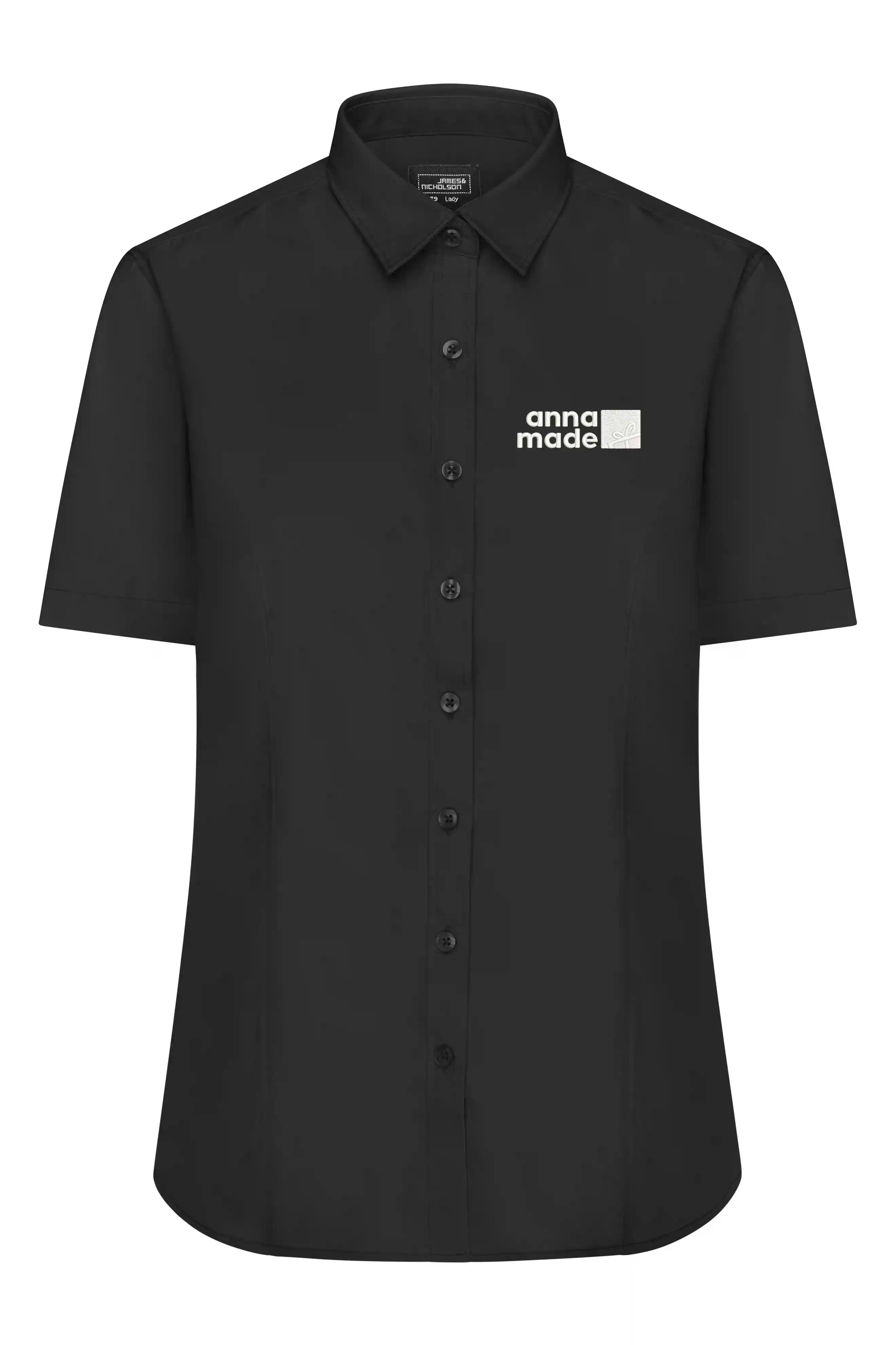 Damen-Bluse kurzarm *bügelfrei* inkl. Stick