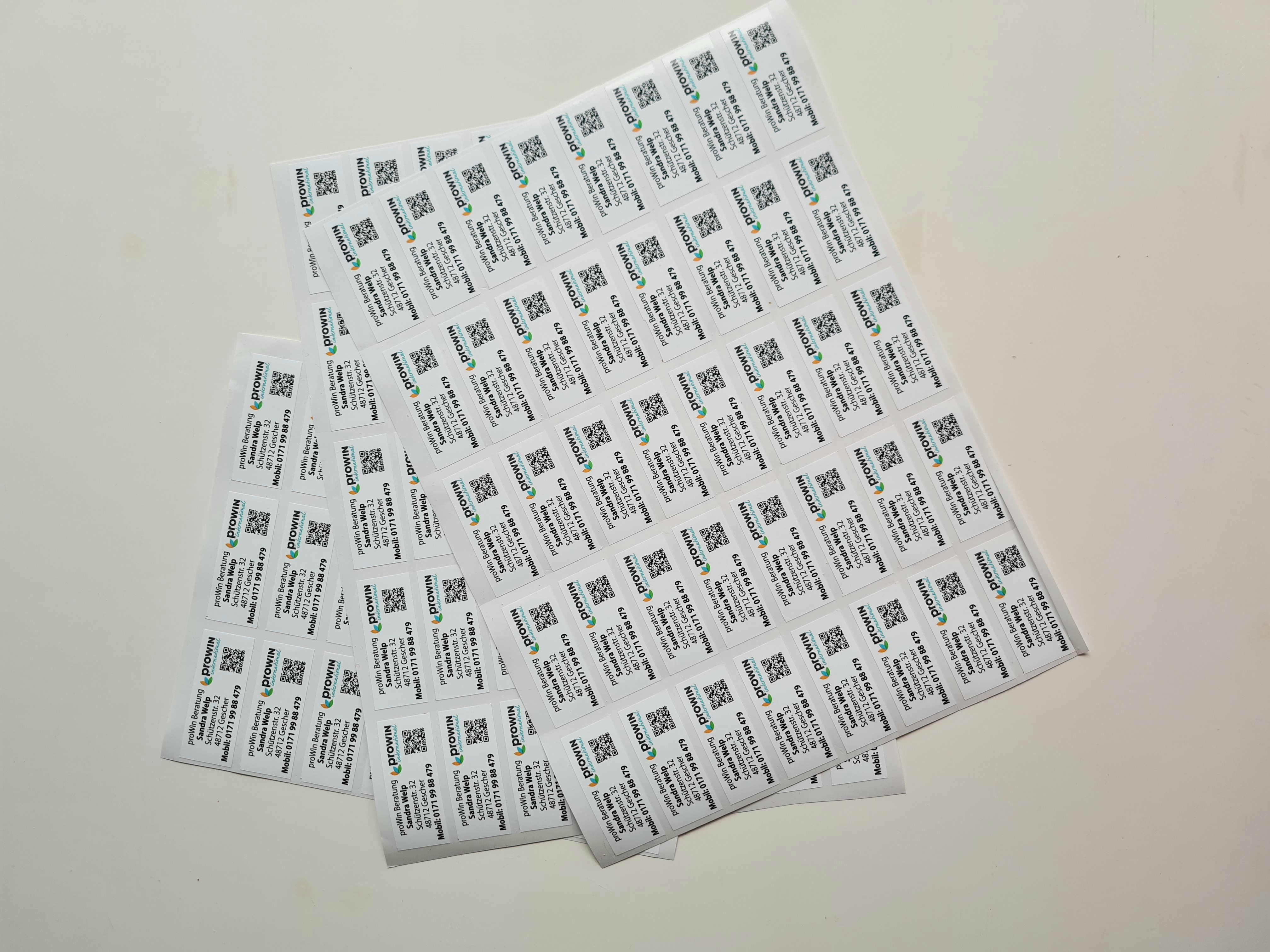 Aufkleberbogen DIN A4 mit Logo oder Adresse oder Foto Aufkleberbogen DIN A4 mit Logo oder Adresse oder Foto