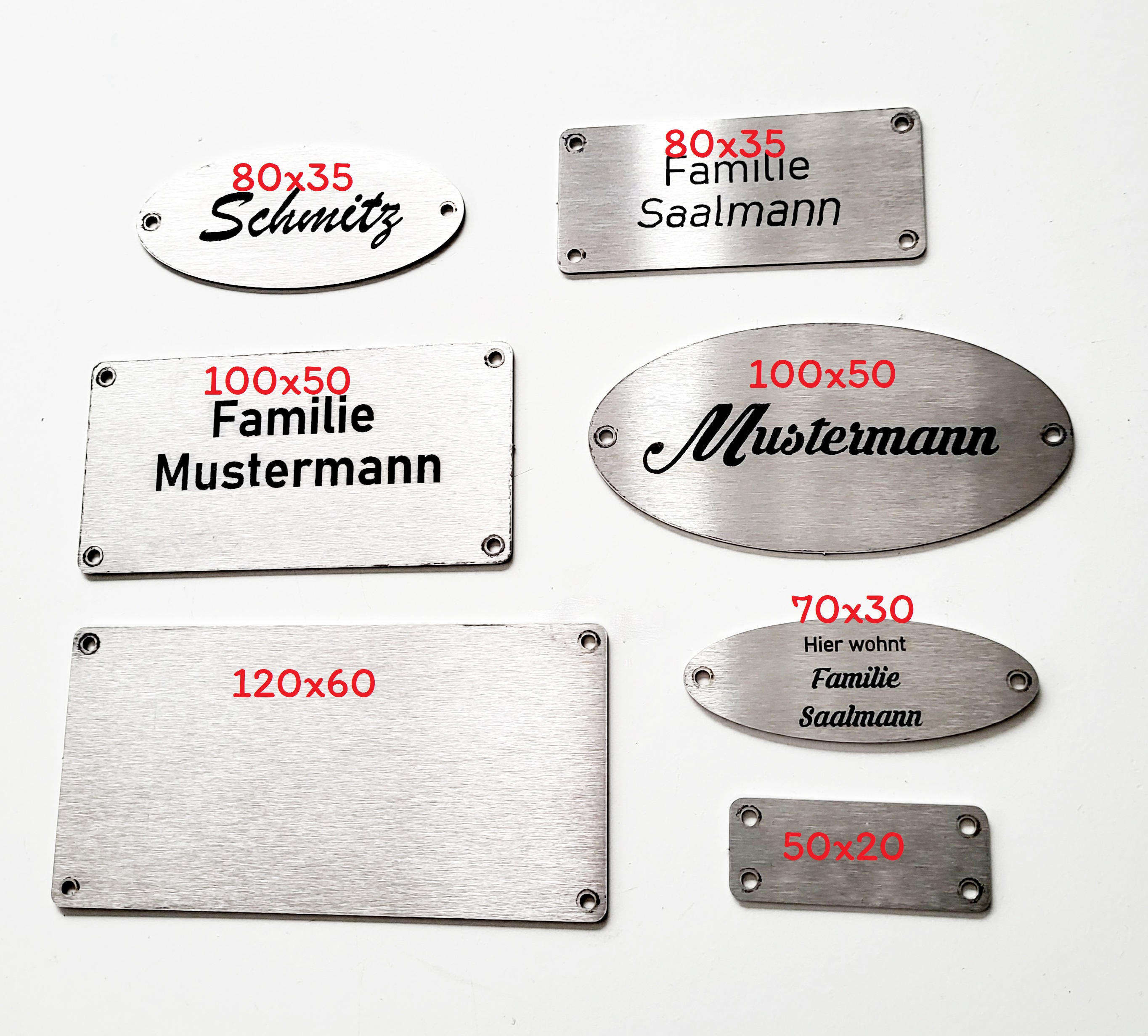 Edelstahlschild mit Gravur