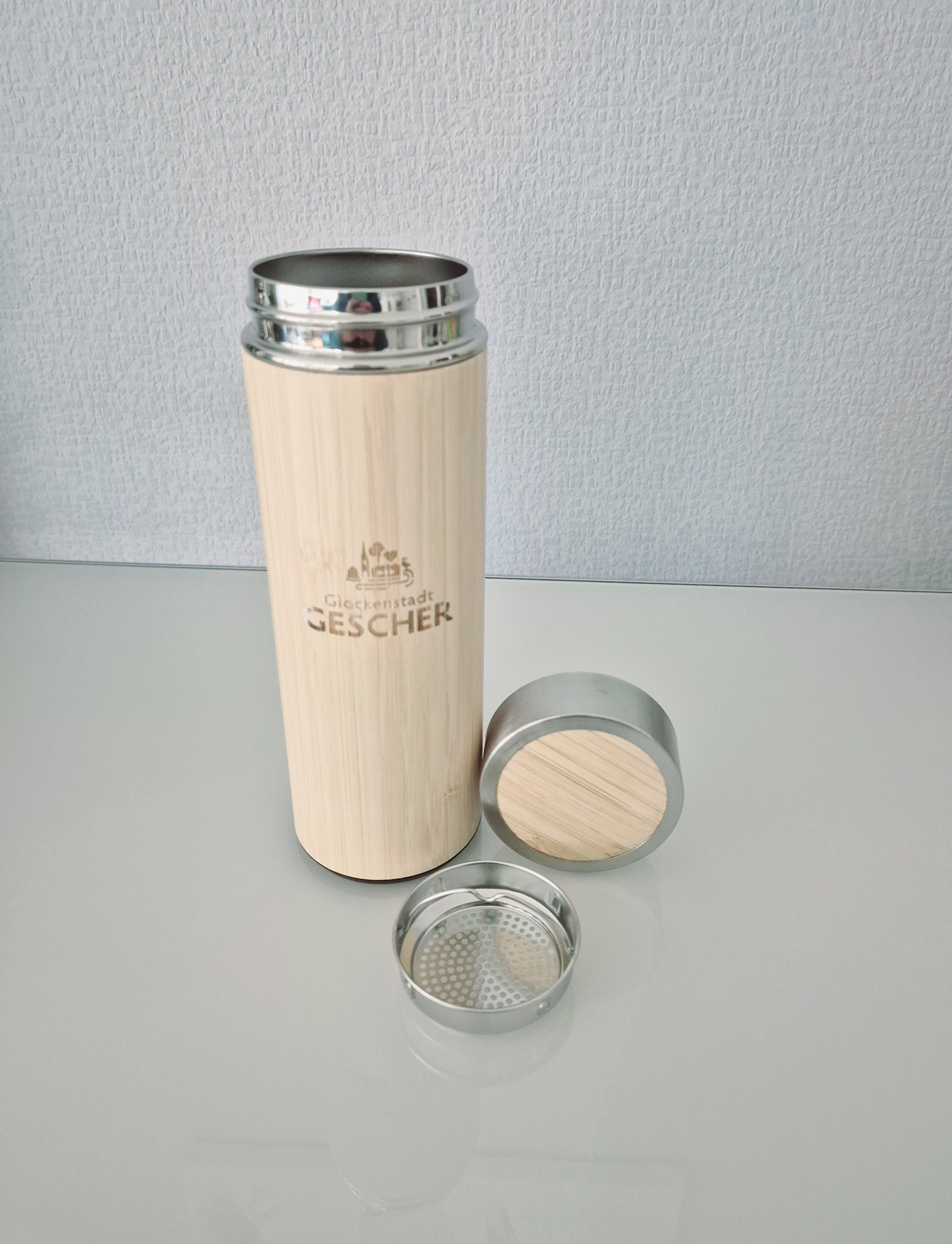 "Glockenstadt Gescher" - Isolierbecher aus Bambus / Thermosflasche 400ml "Glockenstadt Gescher" - Isolierbecher aus Bambus / Thermosflasche 400ml