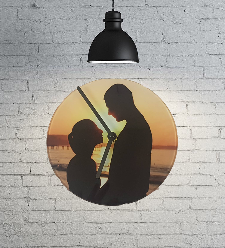 Glas-Wanduhr mit Foto Glas-Wanduhr mit Foto