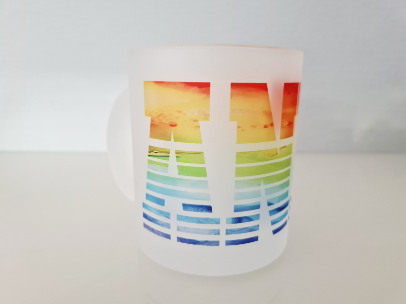 Glastasse satiniert inkl. Druck Glastasse satiniert inkl. Druck