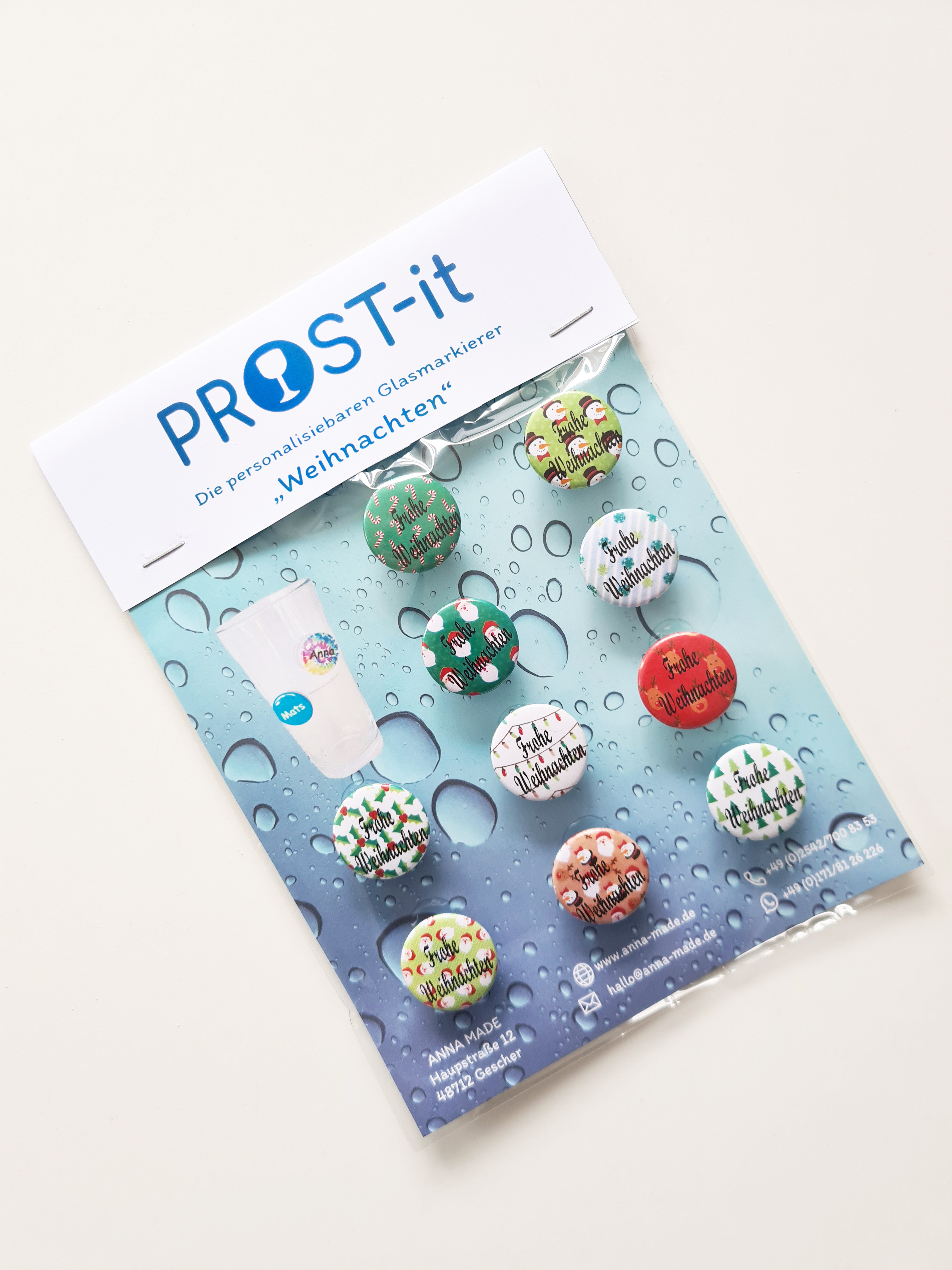 PROST-it Glasmarkierer Set "Weihnachten" für Gläser oder Flaschen