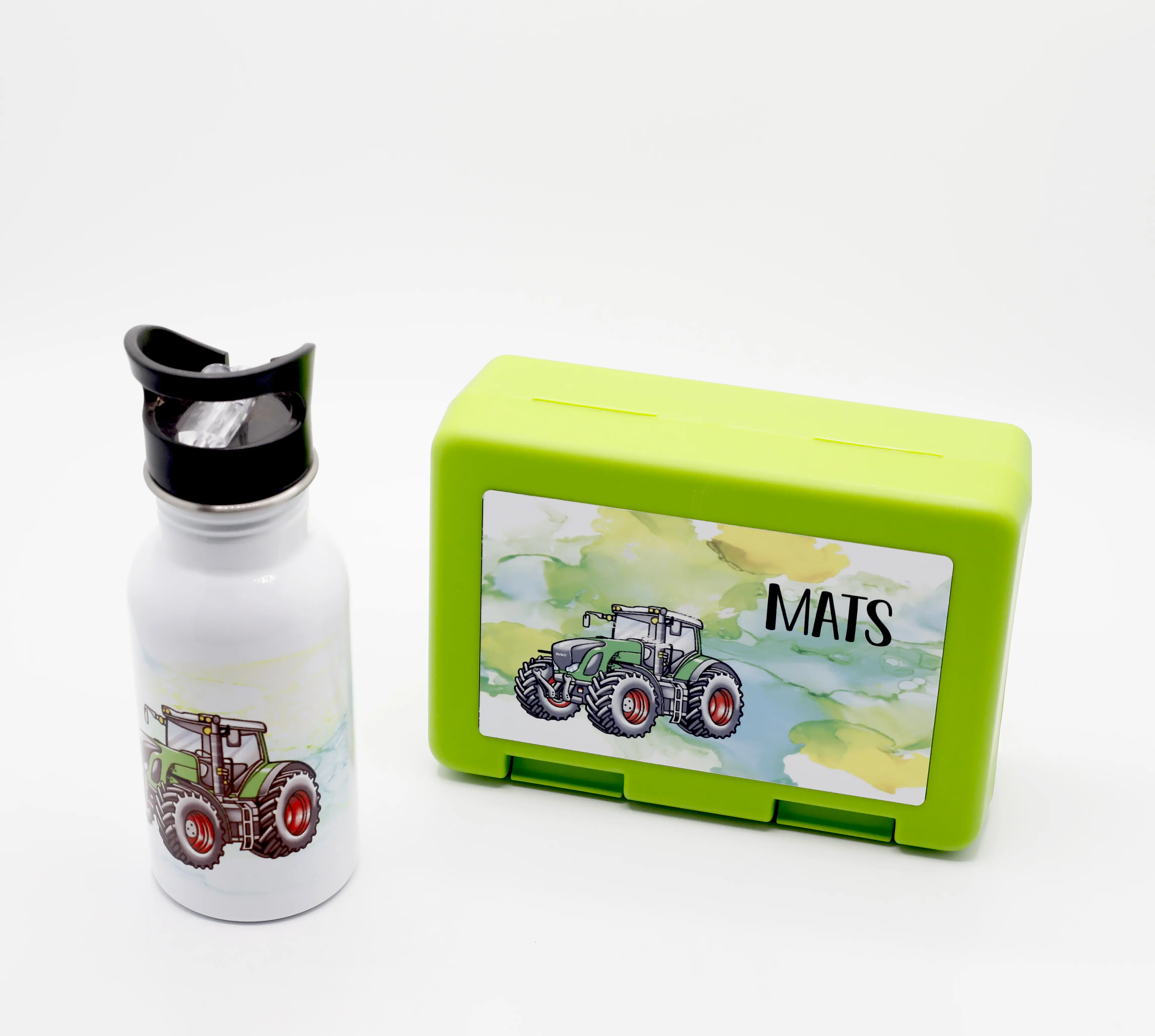 Kinder-Frühstücks-Set 2-teilig inkl. Druck (Trinkflasche + Dose) Kinder-Frühstücks-Set 2-teilig inkl. Druck (Trinkflasche + Dose)